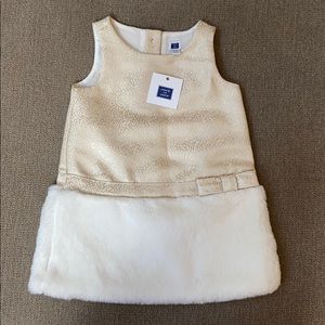 Janie and Jack Gold and Fur Dress